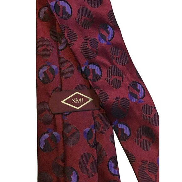 5/$10 XMI Silk Tie Blue Red Geometric 61in Men's New - Picture 3 of 6